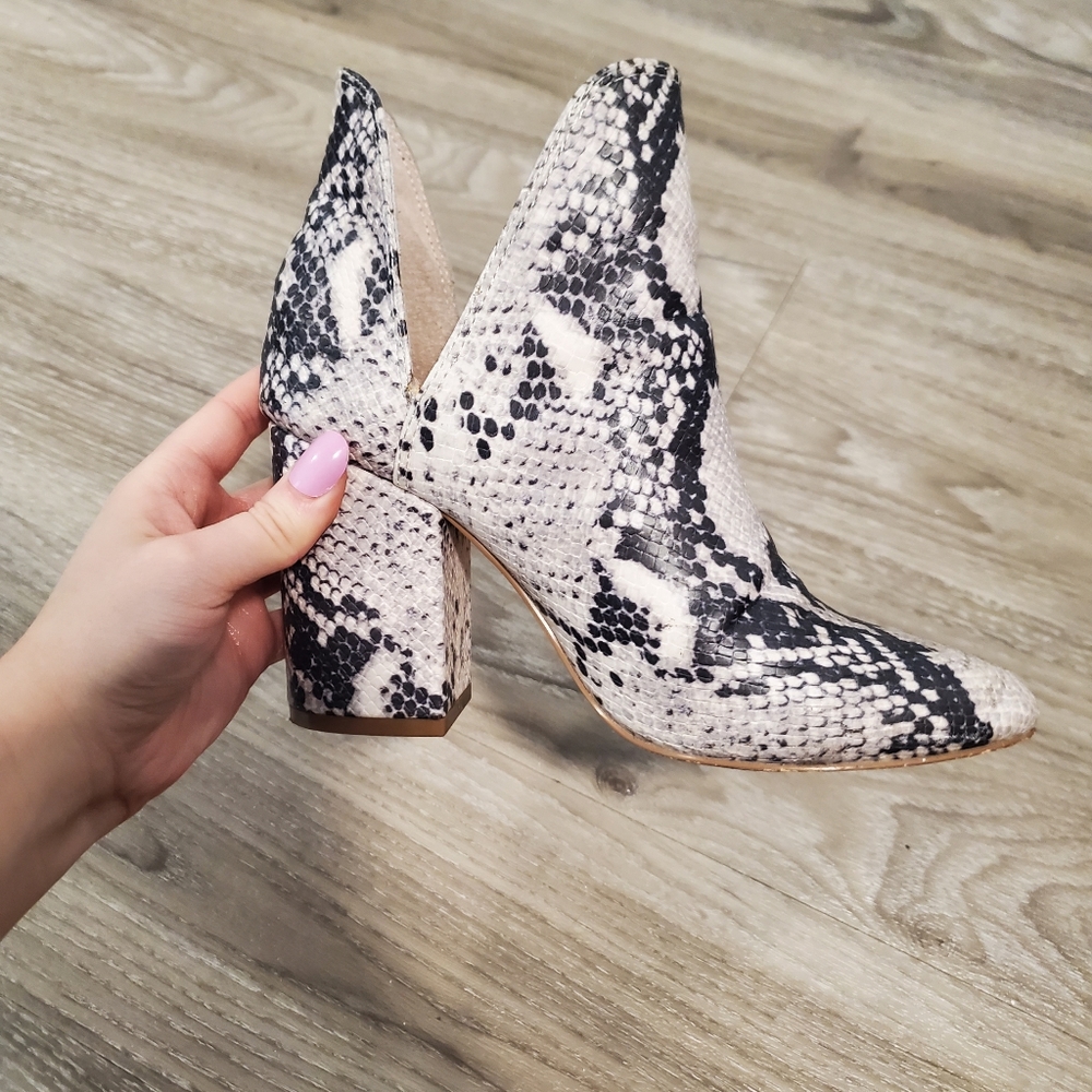 Snakeskin Heeled Ankle Boots